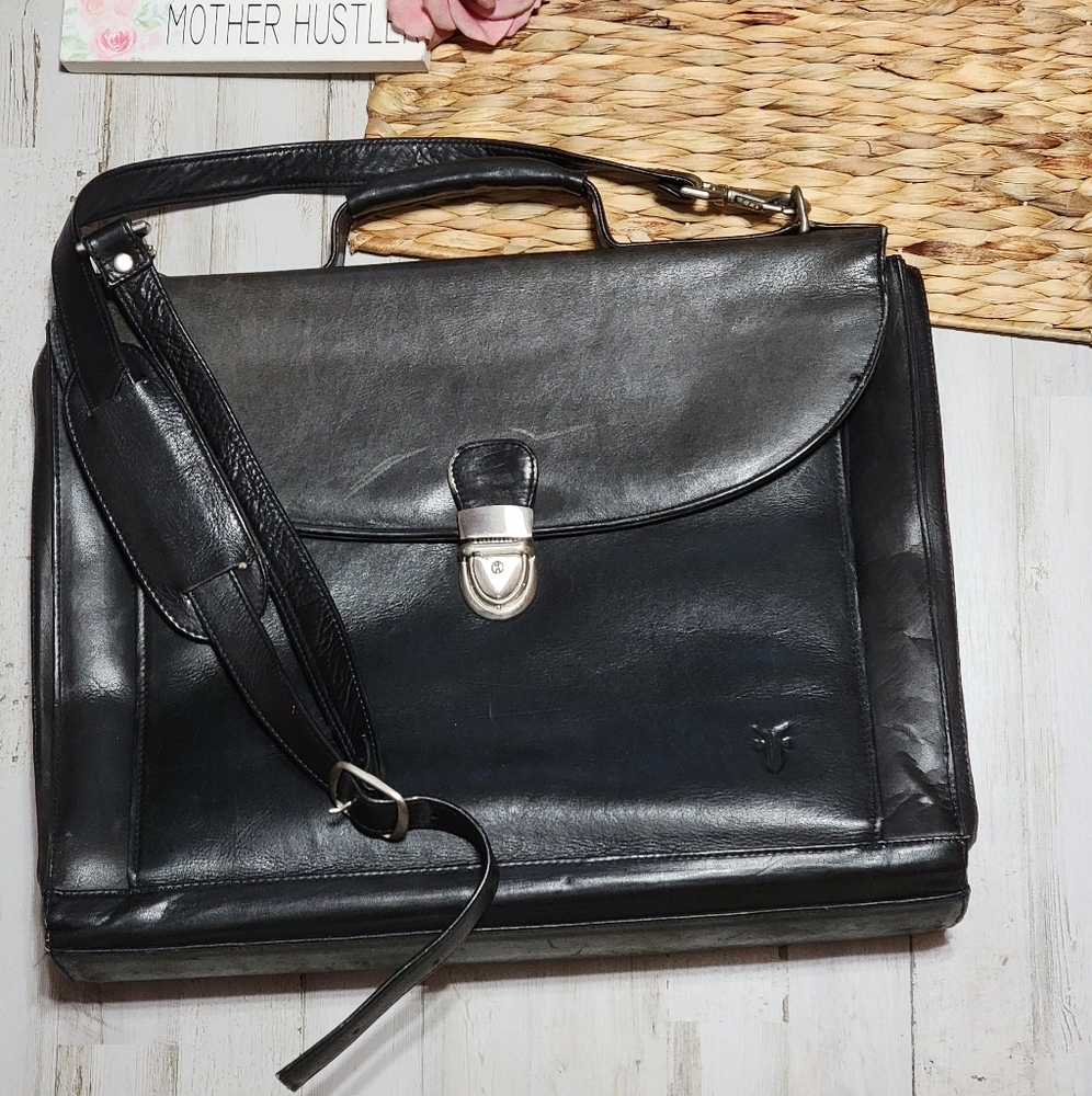 Frye Distressed Leather Briefcase Laptop Bag